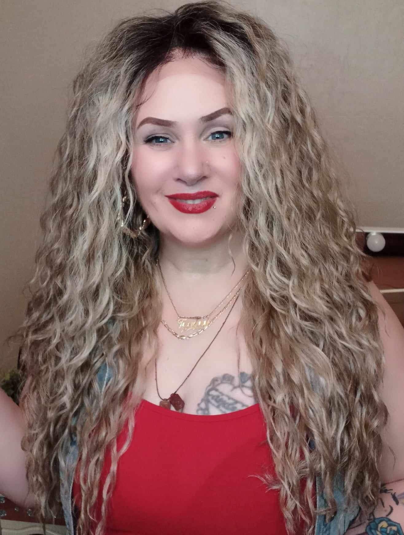 Angela (ash blonde/sandy blonde blend dk shadow root)
